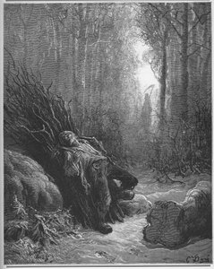 La Mort et le bucheron - الموت والحطاب - من "الخرافات" لجين دي لافونتين (لافونتين) (1621-95) - نقش بعد غوستاف دوري (1832-1883) - مجموعة خاصة