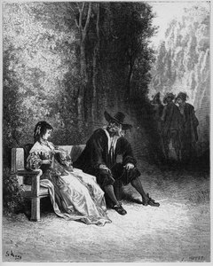 La fille - الفتاة - من "الخرافات" لجين دي لافونتين (لافونتين) (1621-95) - نقش بعد غوستاف دوري (1832-1883) - مجموعة خاصة بواسطة غوستاف (بعد) دوري