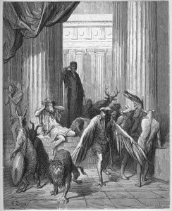 Les Compagnons d'Ulysses - The Compagnons d'Ulysses - The Companion of Ulysses - from 'Fables' لـ Jean de La Fontaine (Lafontaine) (1621-95) - نقش بعد Gustave Dore (1832-83) - مجموعة خاصة بواسطة غوستاف (بعد) دوري