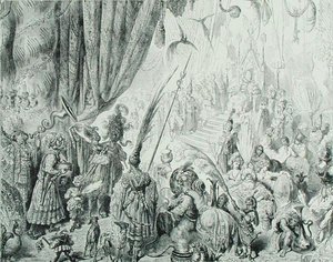 محكمة ملك سرنديب ، حوالي 1868 (نقش) بواسطة غوستاف (بعد) دوري