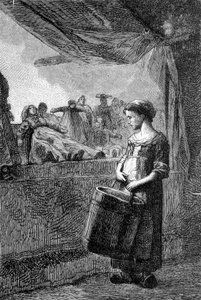 Cosette أمام متجر الألعاب - في فيلم "Les Misérables" للمخرج Victor Hugo ، Ill. بقلم بريون ، أد. هيتزل ولاكروا بواسطة غوستاف بريون
