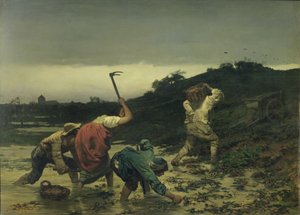 الفلاحون يحصدون البطاطس أثناء طوفان نهر الراين عام 1852 بواسطة غوستاف بريون