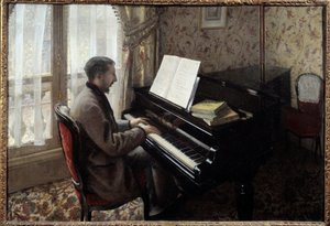 شاب يلعب البيانو. لوحة غوستاف كايليبوت (1848-1894) بواسطة غوستاف كايليبوت