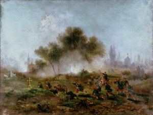 كومونة باريس: اعتداء على مقبرة من قبل القوات النظامية والاستيلاء على المتاريس في مايو 1871 ، 1871 بواسطة غوستاف كلارنس رودولف بولانجر