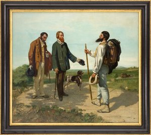 بالفرنسية: La Rencontre, ou Bonjour Monsieur Courbet The Meeting, or Bonjour, Monsieur Courbet! بواسطة غوستاف كوربيت