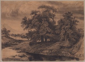 منظر طبيعي بأشجار كبيرة ، أواخر عام 1860 م تقريبًا 1870 م. بواسطة غوستاف كوربيت