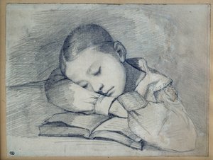 صورة جولييت كوربيه نائمة. رسم منجم الرصاص بواسطة غوستاف كوربيه (1819-1877). 1841. خافت. 0.20 × 0.26. باريس ، متحف أورسيه بواسطة غوستاف كوربيت