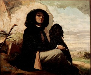 بورتريه ذاتي مع الكلب الأسود بقلم غوستاف كوربيه (1819-1877) 1842 بواسطة غوستاف كوربيت