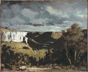 منظر لوادي Loue بواسطة طقس عاصف لوحة رسمها Gustave Courbet (1819-1877) حوالي 1849 Dim 54x65 cm ستراسبورغ ، متحف الفنون الجميلة بواسطة غوستاف كوربيت