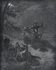 خطاب ليلي - من "دون كيشوت دي لا مانشا" لميغيل سيرفانتس (1547-1616) (دون كيشوت) - نقش خشبي بعد رسم غوستاف دوري بواسطة غوستاف دور