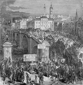 مشهد مزدحم على جسر لندن ، 1872. بواسطة غوستاف دور