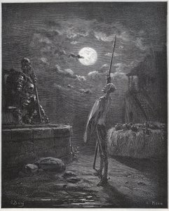 دون كيشوت يراقب ذراعيه - من "Don Quixote de la Mancha" لميغيل سيرفانتس بواسطة غوستاف دور