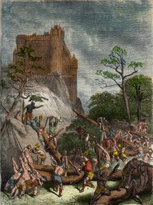 Feodalite في العصور الوسطى: الأقنان الذين يعملون من أجل الرب - نقش من قبل Gustave Dore من القرن التاسع عشر في "" التاريخ الوطني المصور لفرنسا من أقدم العصور حتى يومنا هذا "" 1876 - مجموعة خاصة بواسطة غوستاف دور