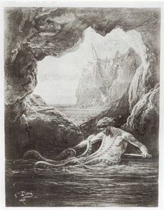 تكافح جيليات مع الأخطبوط العملاق ، التوضيح من `` Les Travailleurs de la Mer &39;&39; بواسطة فيكتور هوغو (1802-85) 1866 بواسطة غوستاف دور