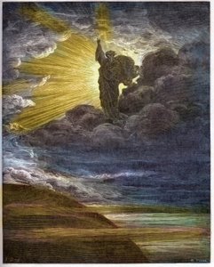 خلق الله النور - خلق النور - العهد القديم (التكوين) - خلق النور - النقش في "إنجيل الإنجيل" بقلم غوستاف دوري (1832-1883) - نقش من "الكتاب المقدس دوري" بواسطة غوستاف دور