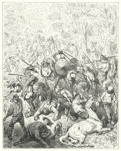 دون كيشوت للمغني غوستاف دور: "لقد أخذ اليانجويون أنفسهم إلى روافعهم وعصيهم" (نقش) بواسطة غوستاف دور