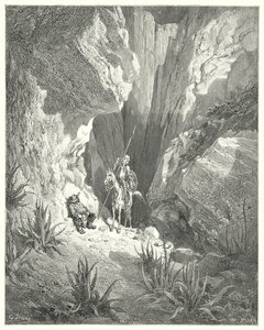 Gustave Dores Don Quixote: "The first thing he found was the rough draught of a sonnet; so he read it aloud" (engraving) بواسطة غوستاف دور