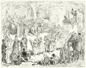 Gustave Dores Don Quixote: "They were led up by a reverend old man and a matronly woman" (engraving) بواسطة غوستاف دور