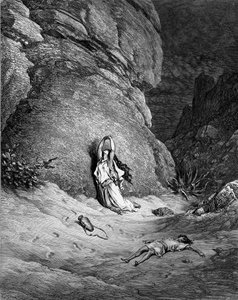 هاجر وإسماعيل ، نقش دوريه. - الكتاب المقدس بواسطة غوستاف دور