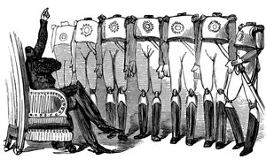 تاريخ روسيا المقدسة. نيكولاس الأول يلقي خطابا أمام الحرس ، 1854. بواسطة غوستاف دور