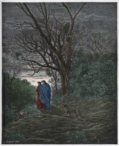 جحيم ، كانتو 1: تظهر الذئب ، توضيح من "الكوميديا الإلهية" لدانتي أليغييري ، 1885 بواسطة غوستاف دور