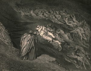 جلبنا الحب إلى موت واحد: Caina ينتظر الروح ، التي قسمت حياتنا ، c1890. بواسطة غوستاف دور