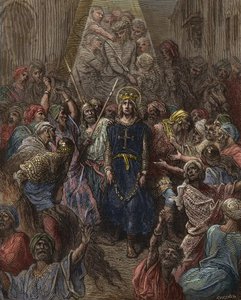 تم أسر القديس لويس في المنصورة خلال الحملة الصليبية السابعة عام 1250 - الملك لويس التاسع (1214-70) أسيرًا في مصر - نقش غوستاف دوري - من تاريخ الحروب الصليبية بقلم جوزيف فرانسوا ميشود بواسطة غوستاف دور
