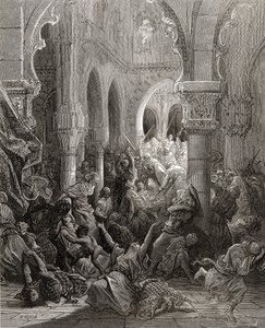 يذبح الصليبيون سكان قيسارية ، التوضيح من &39;Bibliotheque des Croisades&39; بواسطة JF. ميشو ، 1877 بواسطة غوستاف دور