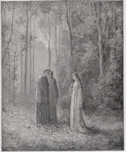 الكوميديا الإلهية (La Divina Comedia ، La Divine Comedie) ، Purgatorio ، كانتو 5: دانتي يتحدث مع بيا دي تولومي (تولومي) - بقلم دانتي أليغيري (1265-1321) - رسم من غوستاف دوري (1832-1883) بواسطة غوستاف دور