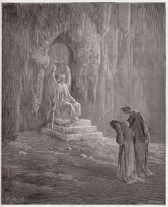 الكوميديا الإلهية (La Divina Comedia ، La Divine Comedie) ، Purgatorio ، Canto 9: Dante and Virgil at the portals of Purgatory - بواسطة Dante Alighieri (1265-1321) - رسم توضيحي بواسطة Gustave Dore (1832-1883) بواسطة غوستاف دور