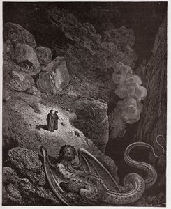 الكوميديا الإلهية (La Divina Commedia ، La Divine Comedie) ، Inferno ، Canto 17: Geryon ، رمز الخداع - بواسطة Dante Alighieri (1265-1321) - رسم توضيحي لـ Gustave Dore (1832-1883) بواسطة غوستاف دور