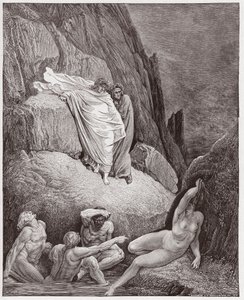 الكوميديا الإلهية (La Divina Commedia ، La Divine Comedie) ، Inferno ، Canto 18: Virgil يظهر دانتي الظل التايلاندي - بقلم دانتي أليغيري (1265-1321) - رسم غوستاف دوري (1832-1883) بواسطة غوستاف دور