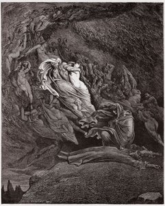 الكوميديا الإلهية (La Divina Commedia ، La Divine Comedie) ، جحيم ، كانتو 5: تصف فرانشيسكا وفاتها - بقلم دانتي أليغيري (1265-1321) - رسم توضيحي لغوستاف دوري (1832-1883) بواسطة غوستاف دور