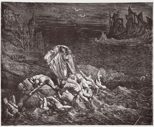 الكوميديا الإلهية (La Divina Commedia ، La Divine Comedie) ، Inferno ، Canto 7: Virgil يظهر دانتي أرواح الغاضبين في Styx - بقلم دانتي أليغييري (1265-1321) - رسم من غوستاف دوري (1832-1883) بواسطة غوستاف دور