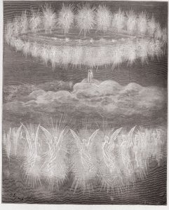 الكوميديا الإلهية (La Divina Commedia ، La Divine Comedie) ، Paradiso ، Canto 12: حلقات الأرواح المجيدة في الشمس - بقلم دانتي أليغيري (1265-1321) - رسم توضيحي لغوستاف دوري (1832-1883) بواسطة غوستاف دور