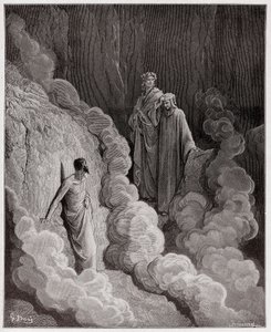 الكوميديا الإلهية (La Divina Commedia ، La Divine Comedie) ، Purgatorio ، كانتو 16: دانتي يتحدث إلى روح ماركو لومباردو - بقلم دانتي أليغييري (1265-1321) - رسم من غوستاف دوري (1832-1883) بواسطة غوستاف دور