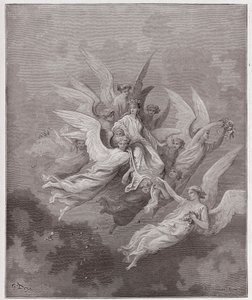 الكوميديا الإلهية (La Divina Commedia ، La Divine Comedie) ، Purgatorio ، كانتو 30: بياتريس بين الملائكة - بقلم دانتي أليغييري (1265-1321) - رسم من غوستاف دوري (1832-1883) بواسطة غوستاف دور