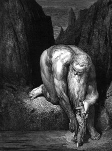 الكوميديا الإلهية لدانتي: العملاق Antaeus. بواسطة غوستاف دور