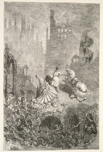 سقوط قلعة الملك بيلامز ، من قصص أيام الملك آرثر بقلم تشارلز هنري هانسون ، pub.1898 بواسطة غوستاف دور