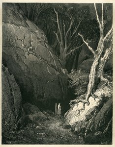 جحيم دانتي أليغييري (الكوميديا الإلهية) رسمها غوستاف دور. الطبعة الفرنسية لعام 1861. "Allor si mosse, ed io gli tenni dietro. (ثم بدأ وتبعته)"، أغنية 1 v.136. بواسطة غوستاف دور