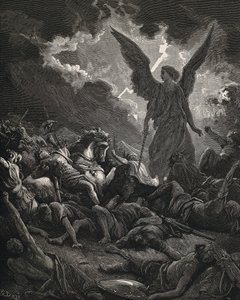 الكتاب المقدس. 1866. سناتشيريب (705-681 قبل الميلاد). ملك آشور (705-681 قبل الميلاد). ملاك الرب من جيش سنحاريب. نقش بواسطة غوستاف دور