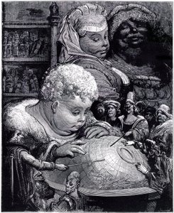 تعليم Gargantua: العملاق ، الطفل ، يدرس العالم مع معلميه ، تحت عيون والديه بواسطة غوستاف دور