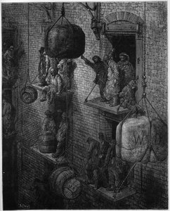 التخزين في المدينة - من كتاب "لندن ، الحج" ، بقلم ويليام بلانشارد جيرولد (1826-1894) - رسوم توضيحية لجوستاف دوري - 1872 - بواسطة غوستاف دور