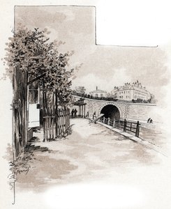 مكتب الجمارك في Quai de Valmy ، قناة Saint-Martin ، باريس رسم بواسطة Gustave Fraipont (1849-1923) مأخوذ من "La seine a travers Paris" لسان جوير