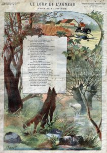 الذئب والحمل. أساطير جان دي لافونتين (1621-95). رسم إيضاحي لجوستاف فرايبونت (1849-1923). مجموعة خاصة.