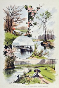 حافة المارن: من تشارنتون إلى نوجينت في عام 1887. رسم غوستاف فرايبونت (1849-1923) نقش عام 1887 في "" مجلة أسبوعية باريس إليستروس "".