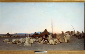 صلاة العشاء في الصحراء الكبرى بالتفصيل. لوحة لغوستاف أكيل غيوميت (1840-1887) 1863 صن. 1،3x2،8 م. متحف دورسيه في باريس - صلاة العشاء في الصحراء. التفاصيل. لوحة لغوستاف أكيل غيوميه (1840-1887)