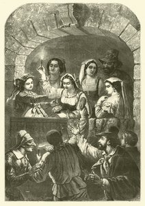 Moccoli, candles used at carnival, Rome (engraving)