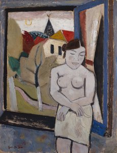 عارية بجوار النافذة