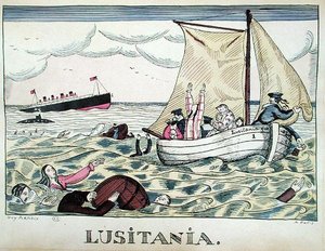 غرق لوسيتانيا ، 7 مايو 1915 (ليثو ملون)